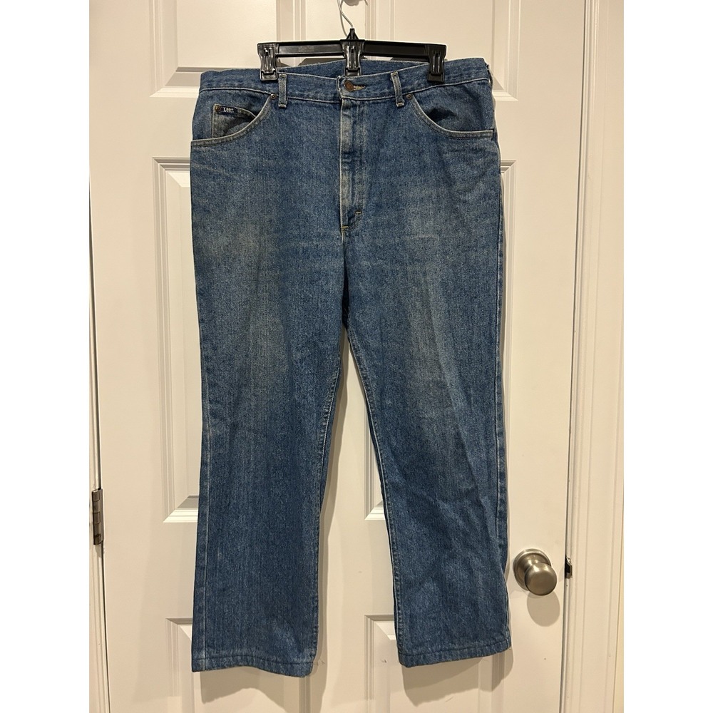 Vintage 80s Lee Jeans 38x34 (Fits 35x27) HEMMED Union Made In USA